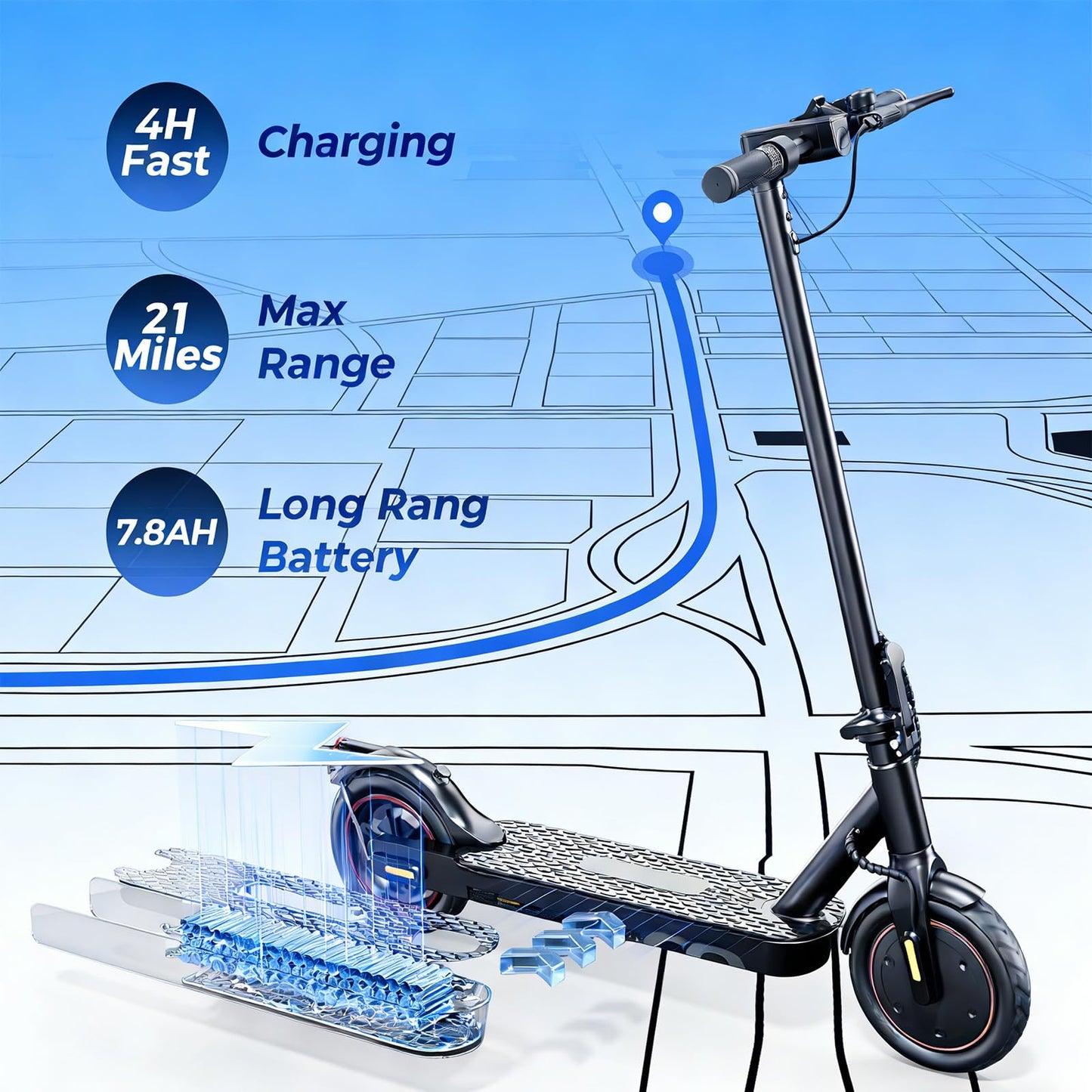 HopCycle Electric Scooters - Electric Scooter Adults, 1200W/1000W/500W Motor, 28/25/21/18 MPH Top Speed, 10''/8.5'' Tires, 28/25/23/21Miles, APP Control E Scooter for Teens Dark Black