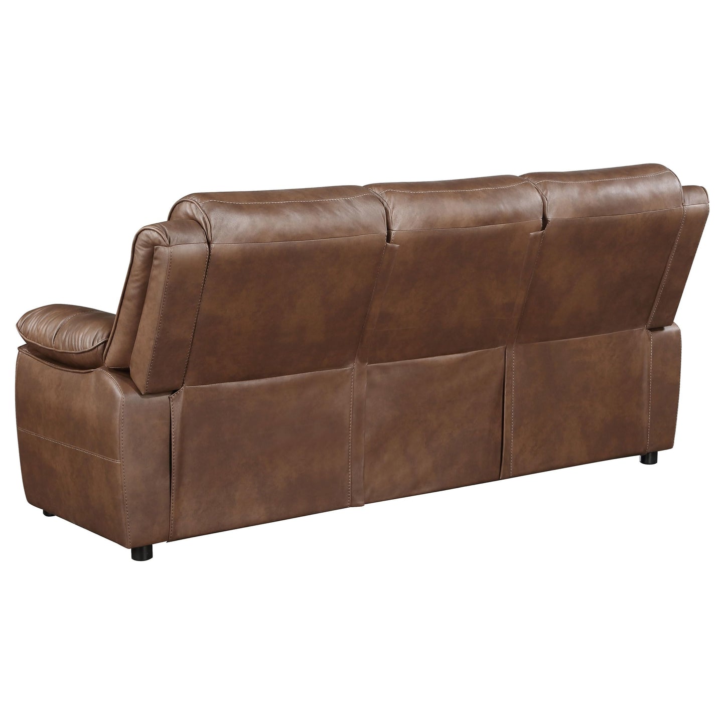 Coaster Home Furnishings - Ellington - Upholstered 3-Seater Sofa with Padded Arm, Faux Leather Upholstery, Pocket Coil Seating and Full Foam Cushions - Transitional - Living Room - Dark Brown - 508281