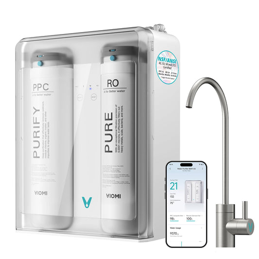 VIOMI Pure B6W 600 GPD Reverse Osmosis System, TDS Reduction, 7-Stage Tankless RO System, Under Sink Water Filter with Faucet, NSF/ANSI 42, 53, 58, and 372 Certified, 2:1 Pure-to-Drain, APP Control