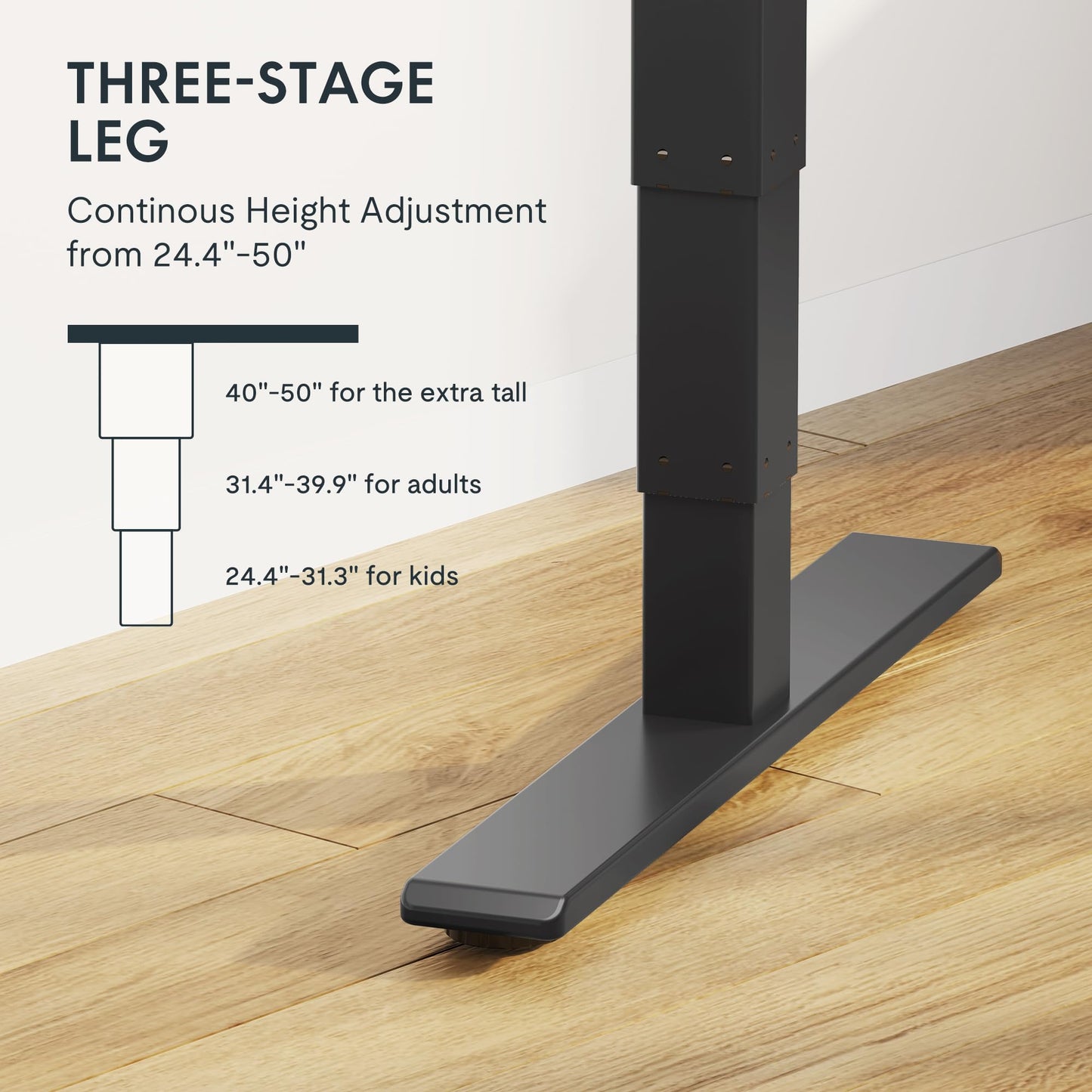 FLEXISPOT E6 MAX Bamboo 55x28 Inch Dual Motor 3-Stage Heavy Duty Standing Desk, 330lbs Weight Capacity, Height Adjustable Desk w/Cable Management & Wheels (Solid Bamboo Desktop + Black Frame)