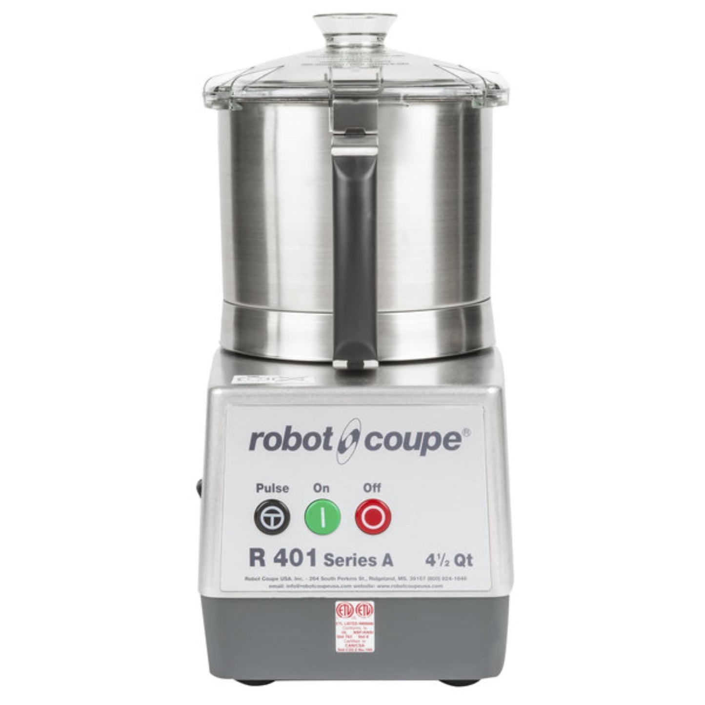 Robot Coupe R401B Food Processor 1245-00127, 4.5 Qt Stainless Steel Bowl, Single-Speed Commercial Chopper Machine, S-Blade, 1.5 HP Motor, Grey, Kitchen Food Processor, 120V