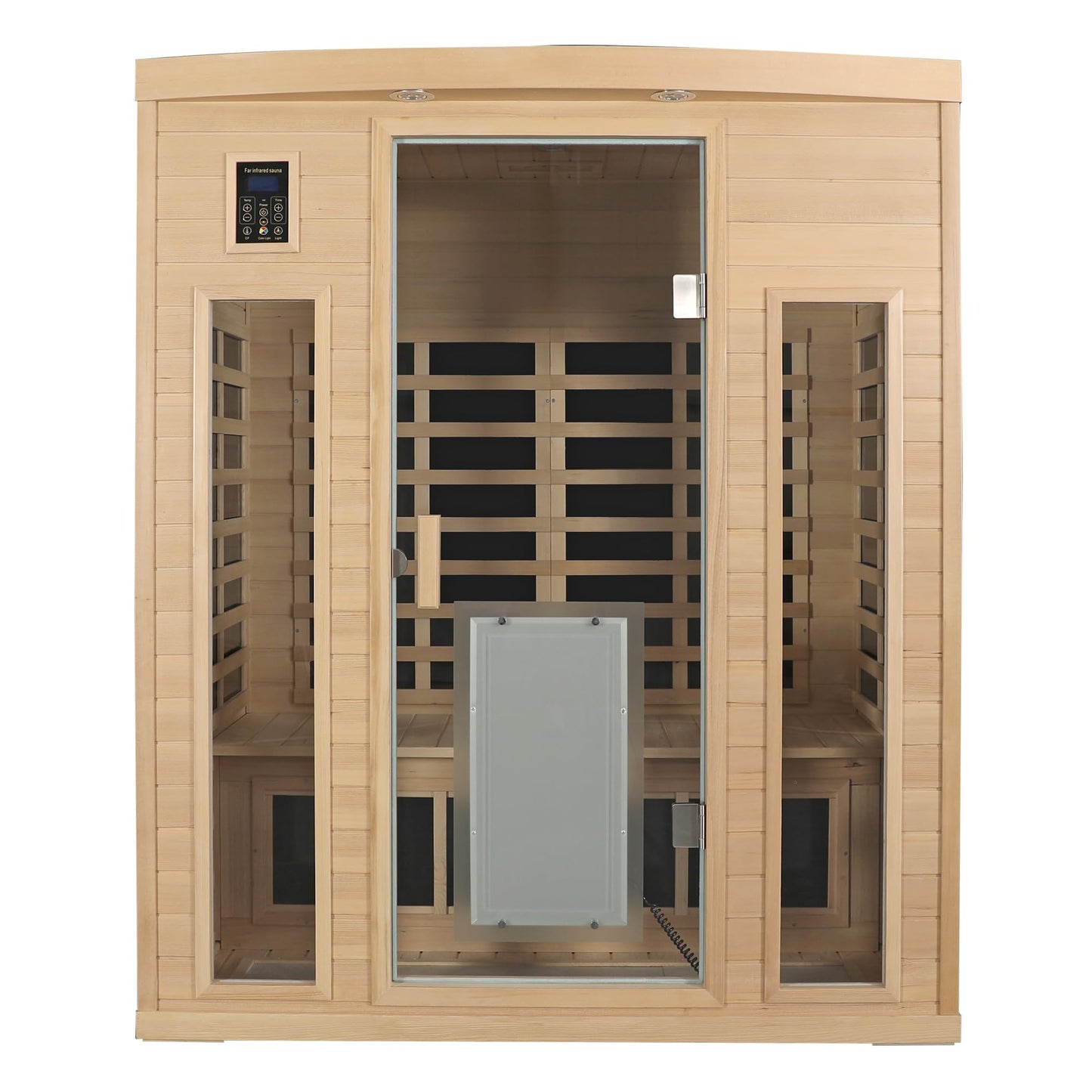 SAUNA DOCTOR 3-Person Far Infrared Indoor Sauna, Low EMF with 9 Heating Panels, Canadian Hemlock Wood, Glass Door with Integrated Heater, 120V