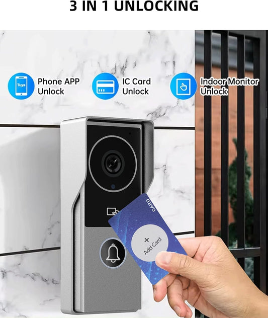 ANJIELO SMART Wired Video Intercom System, Video Doorbell Door Phone System,WiFi 1080P HD Monitor, Night Vision,Dual-Way Intercom for Villa House Office Apartment (1 Bell +1 Monitor)