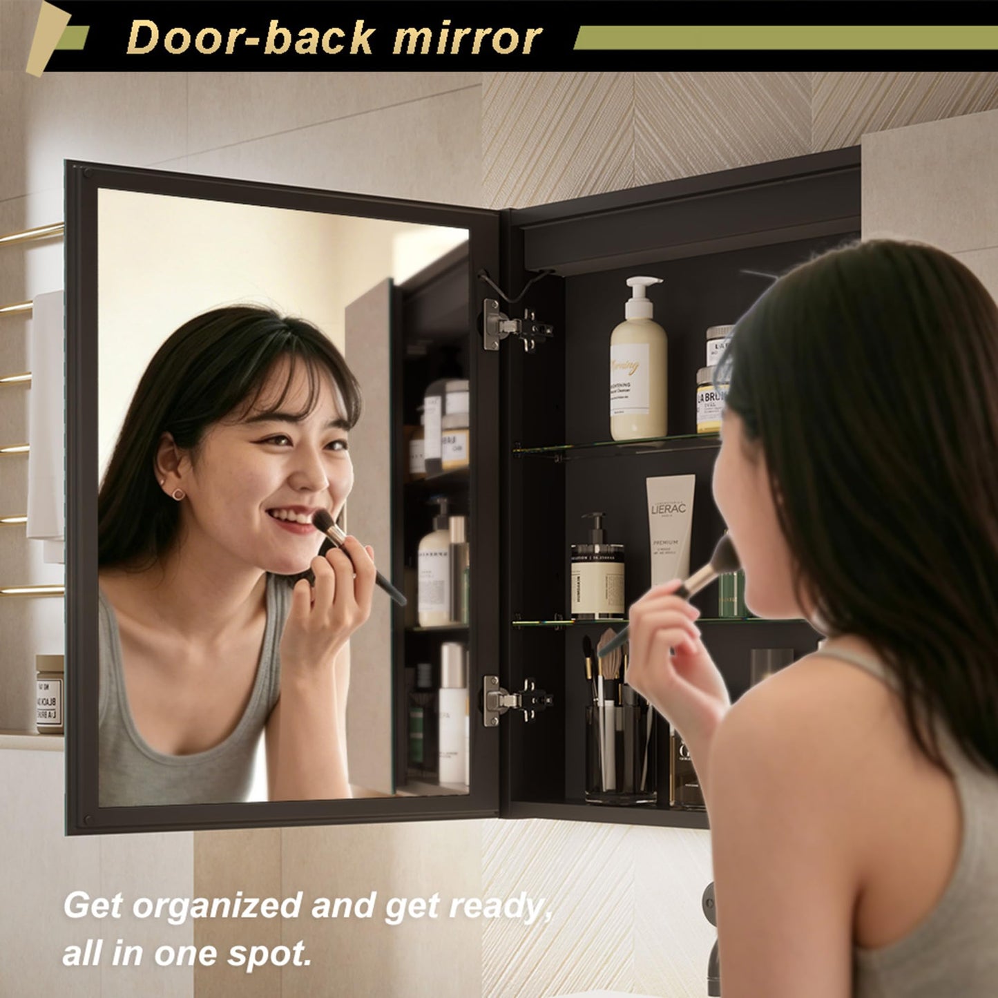 GANPE LED Lighted Bathroom Medicine Mirror Cabinet with Sockets & USBs, Anti-Fog Dimmable Light and Color Adjustment, Easy to Install Aluminum Cabinet (20 * 28 Right Hinge)