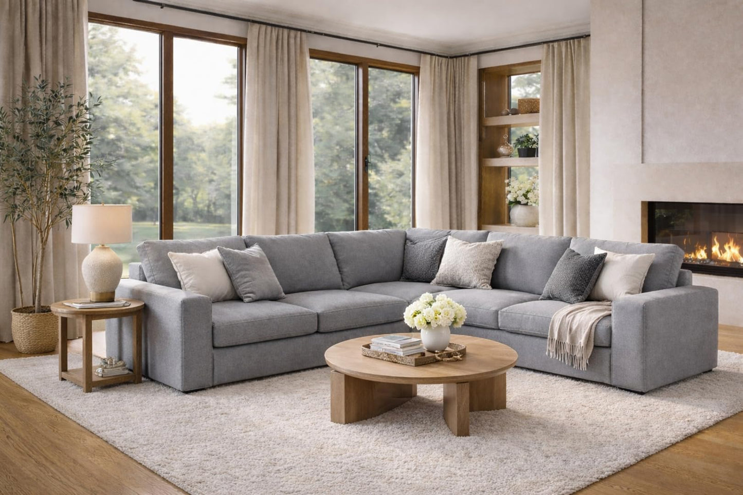 The Heavy and Durable Cotton Kivik Sectional 4 Seat Sofa Cover Replacement is Compatible with IKEA Kivik Corner 2 + 2 Four Seat Couch Slipcover. (Light Gray 2+2)