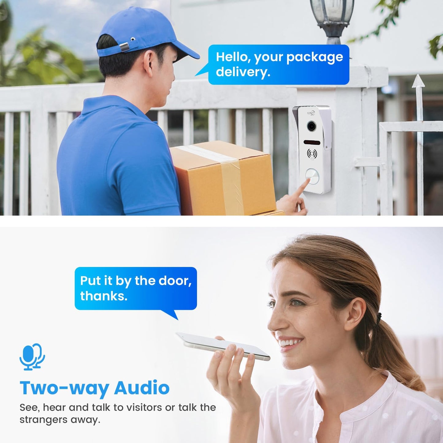 Wireless Video Doorbell Intercom 7 inch Touch Monitor System Wired 1080P Video Entry Doorphone Door Camera TUYA WiFi Smart Home Door Phone Kits for Home Villa Apartment,32G