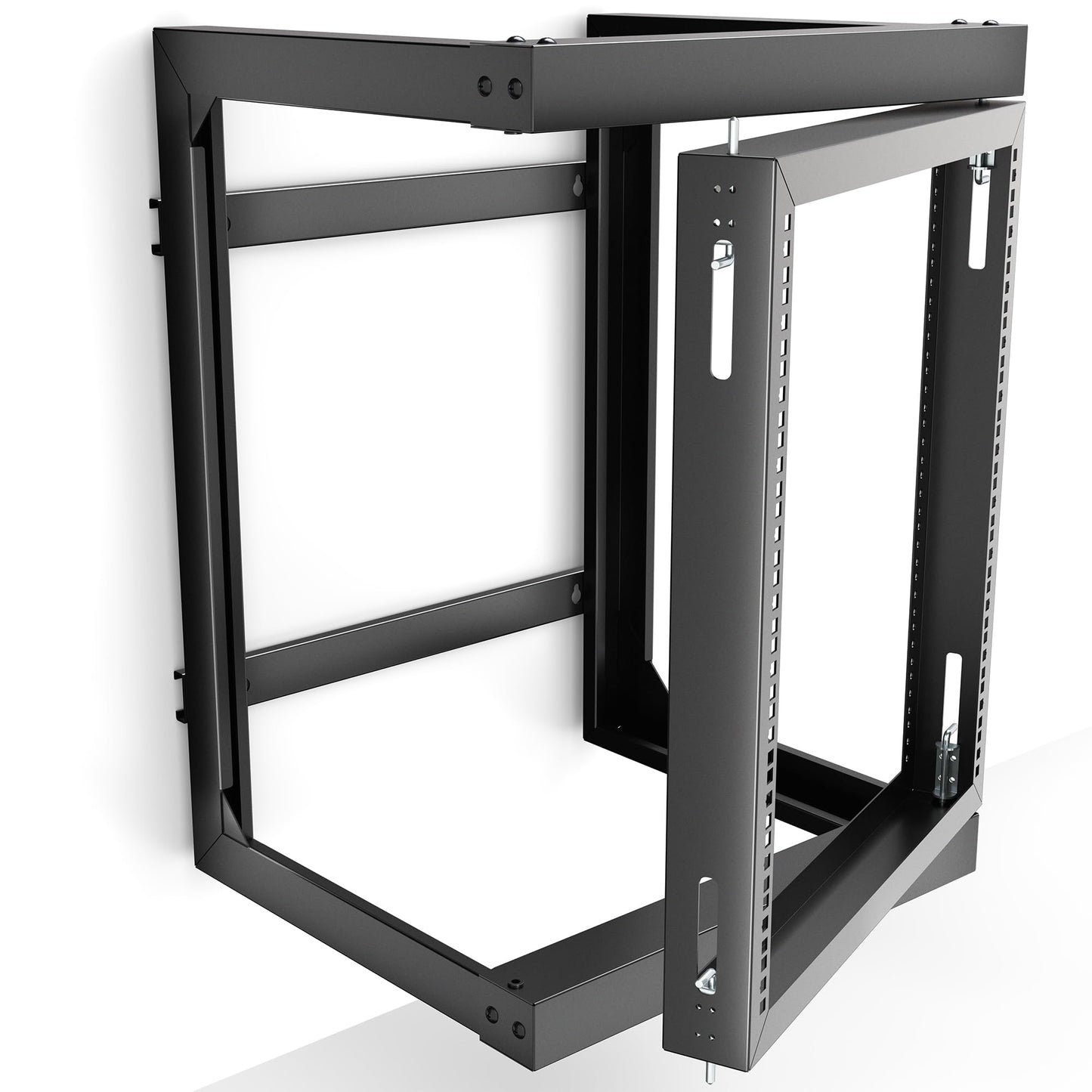 VIVO 12U Wall Mounted Open Frame Server Rack Cabinet for 19 inch IT Network Equipment and AV Devices, 180 Degree Swing Gate, 18.5 in Deep, Black, MOUNT-SC12U