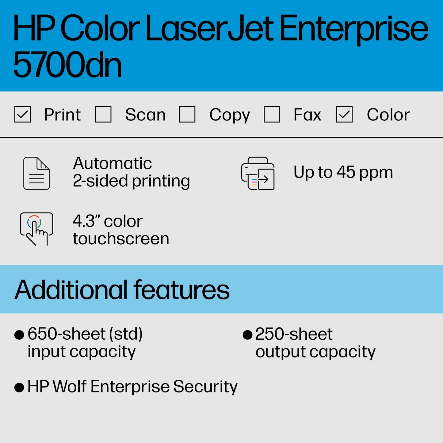 HP Color LaserJet Enterprise 5700dn Printer, Best for Business (6QN28A)