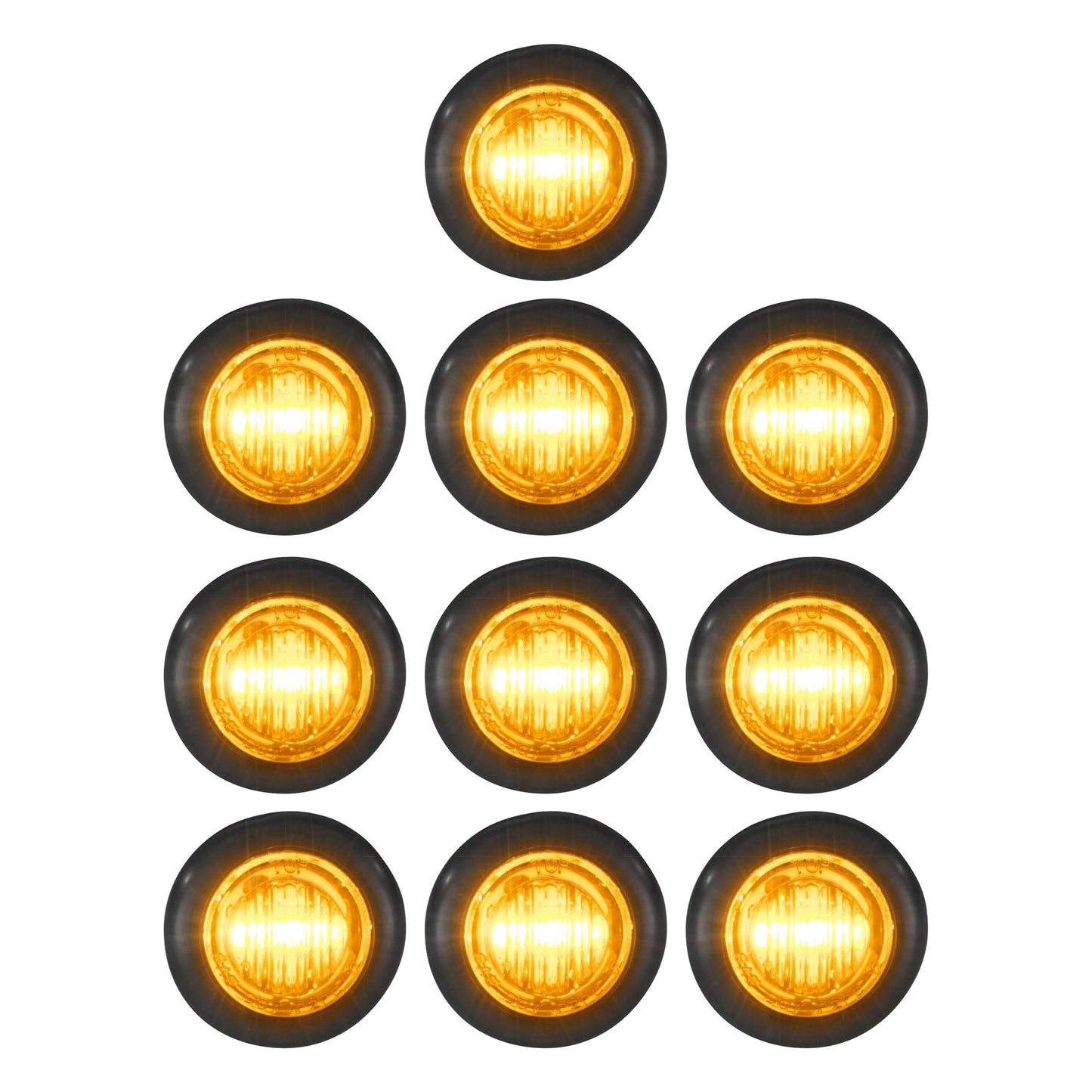 LONG HAUL 3/4in Amber LED Clearance Marker Lights, 10 Pack, ABS Material, Black Trim