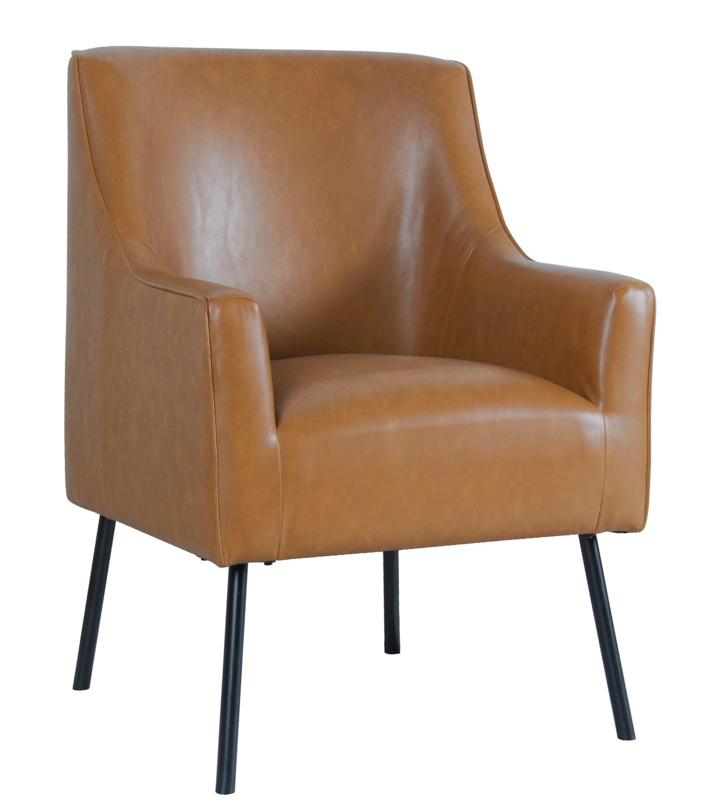 HomePop Modern Accent Chair, Homepop Home Décor, Accent Chairs for Living Room & Bedroom, Fabric Reading Living Room Side Chair, Single Sofa with Lounge Seat and Metal Legs- Carmel Faux Leather