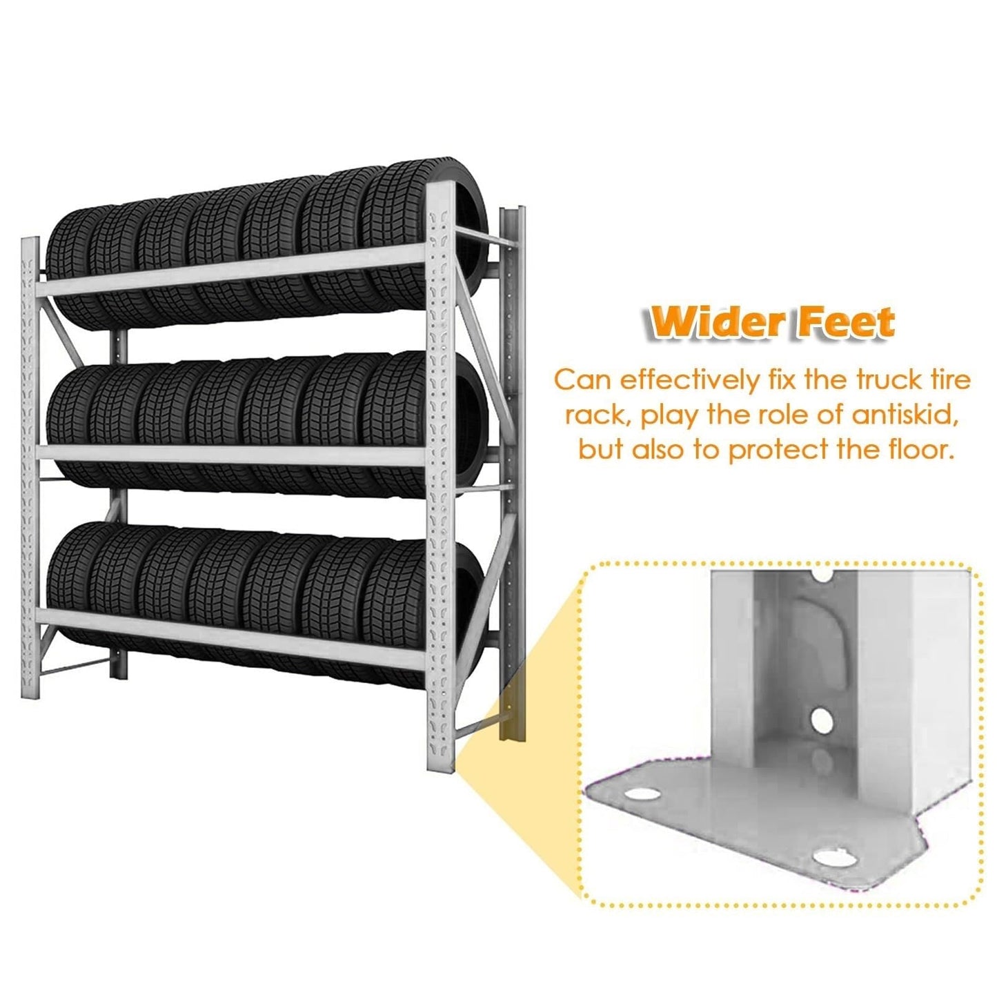 AOCDNEK Tire Rack, 3 Tiers Adjustable, 1100lb Load Capacity, for Garage, Auto Repair Shop, White(78.7x23.6x78.7in)