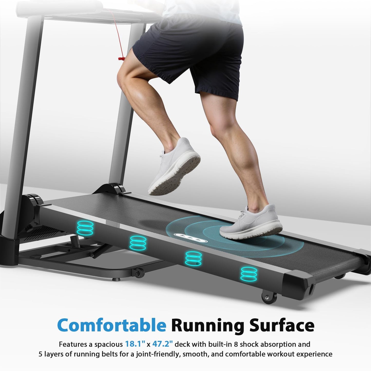 CIIHI Treadmill with Auto Incline - 450 LBS Capacity 15% Auto Incline Treadmill for Home, 0.5-10 MPH Foldable Running Machine with 47.2”x18.1” Belt, APP, Speaker, Speed & Incline Quick Button