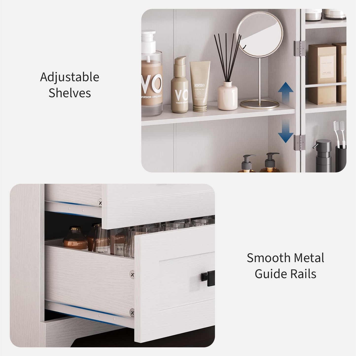 IDEALHOUSE Farmhouse Kitchen Pantry Cabinet - 72" Tall Large Wood Kitchen Storage Cabinets with Adjustable Shelves & 2 Barn Doors & 3 Drawer, Versatile Storage for Dining Room, Bathroom, Living Room