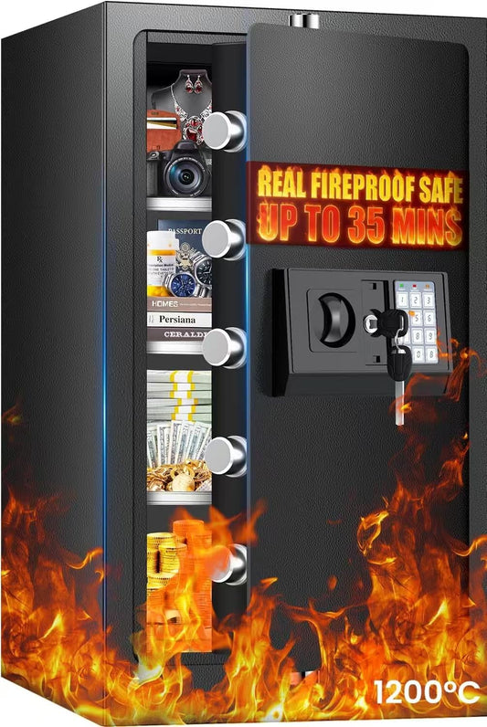 𝟑𝟓 𝑴𝒊𝒏𝒔 𝐅𝐢𝐫𝐞𝐩𝐫𝐨𝐨𝐟 Safe for Home,7.5 𝐂𝐮 𝐅𝐭 Extra Large Safe Box with Digital Keypad, Heavy Duty Fire Resistant Safe for Documents, Cash, Jewelry & Valuables