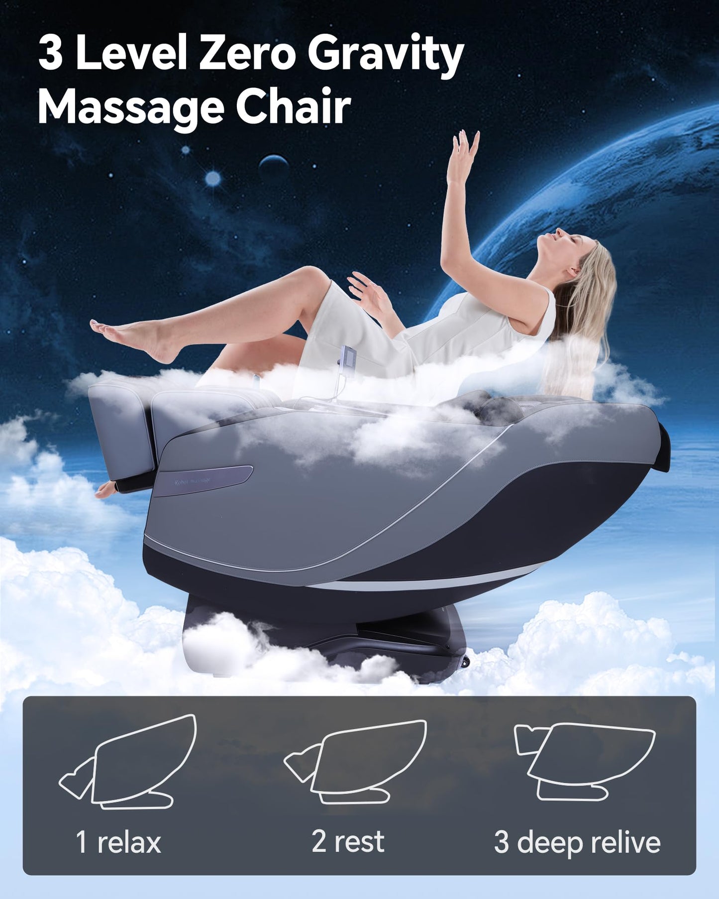 UIIU Massage Chair Full Body Zero Gravity, 3D ‌SL-Track Shiatsu Massage with Unique Rocking Sleep Mode, Upgraded Calf & Knee Massage (+11cm) for Tall People, Wireless Charging &Touch Screen,Black