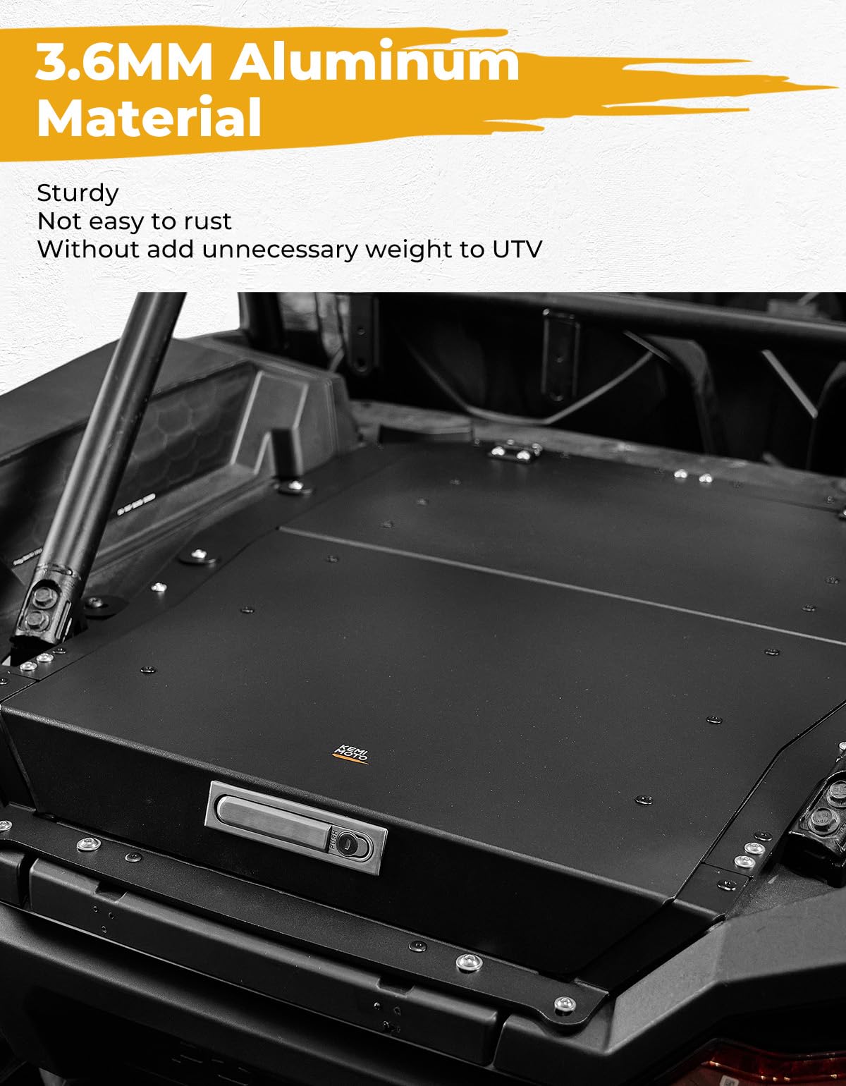 KEMIMOTO Aluminum Tonneau Cover Compatible with Polaris RZR XP 1000/4 2024-2026, Heavy-Duty Tonneau Cover Lockable Rear Bed Cargo Box Enclosure with Gas Strut Support Accessories