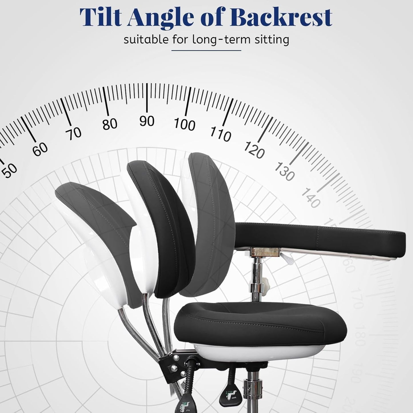 LIMKOMES Dental Assistant Chair with Rotatable Armrest,500 lbs Capacity