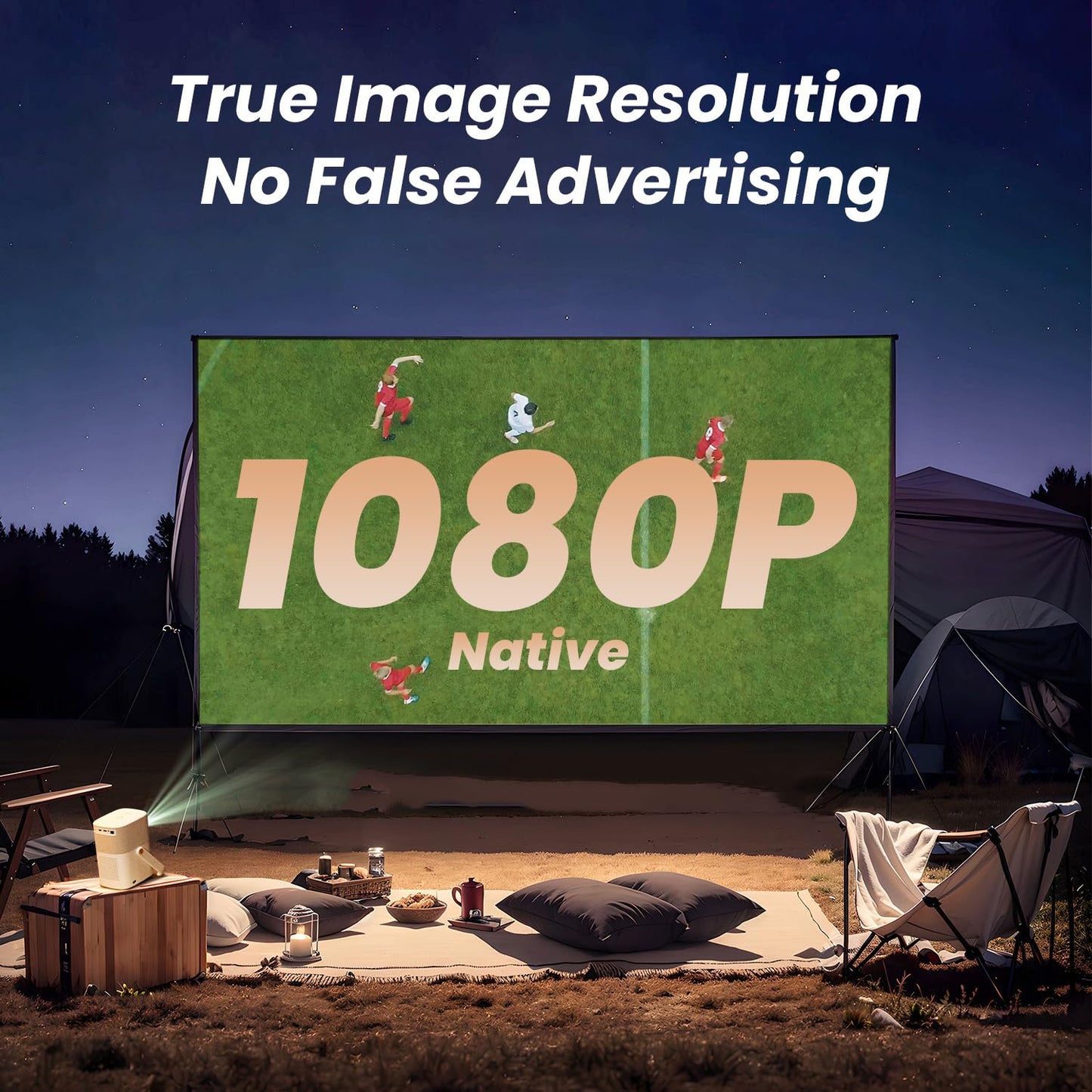 [Sound by JBL & Built-in Battery] Yaber T2 Outdoor Projector with WiFi 6 and Bluetooth, Native 1080P Smart Movie Portable Projector for Inside and Outside, Compatible with TV Dongle (Not included)