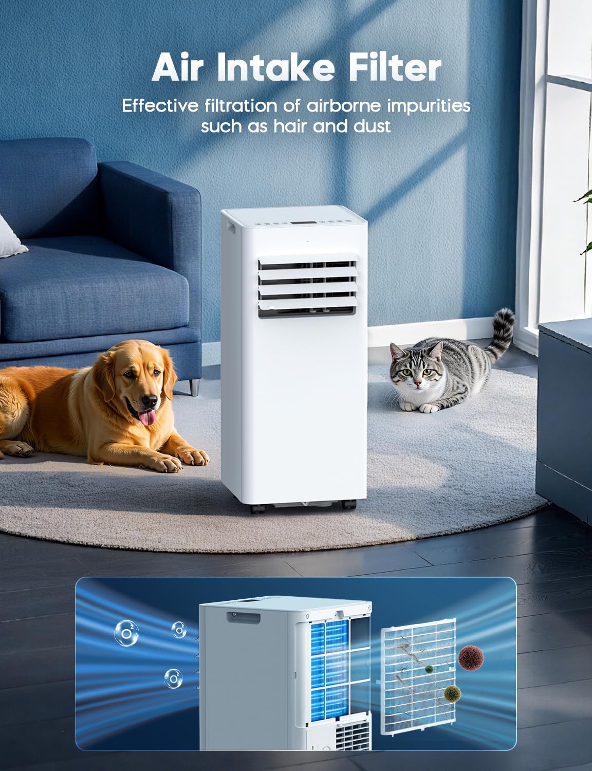 10,000 BTU Portable Air Conditioner, 3-in-1 AC Unit for 450 Sq.Ft Rooms With Cooling, Dehumidification & Fan Modes, Includes Remote Control, 24H Timer & Window Kit for Bedroom
