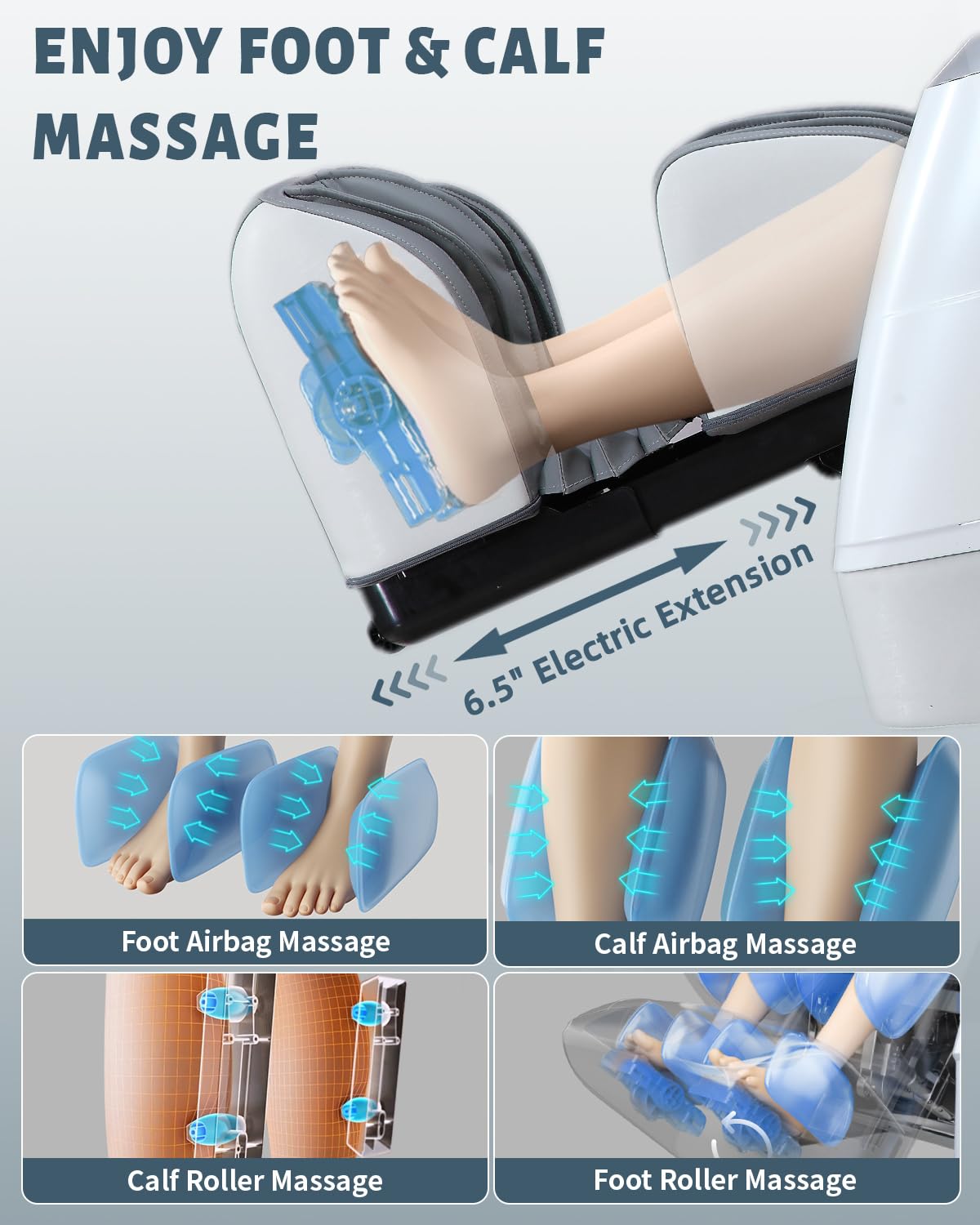 RelaxRelife 4D Full Body Massage Chair with Flexible 166° Track, Reading Light, 18 Massage Modes, 11 Techniques, 36 Airbags, Zero Gravity Recliner with Yoga Stretch and Foot Massage Grey