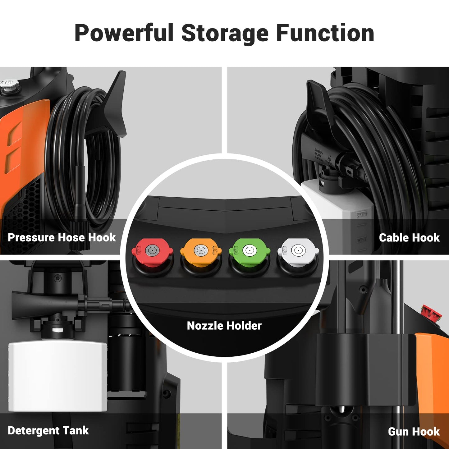 Rock&Rocker Upgraded 1750PSI Pressure Washer, 2.5GPM Portable Electric Power Washer with 360° Spinner Wheels, 4 Quick Connect Nozzles Foam Cannon for Car/Patio/Deck/Home Cleaning
