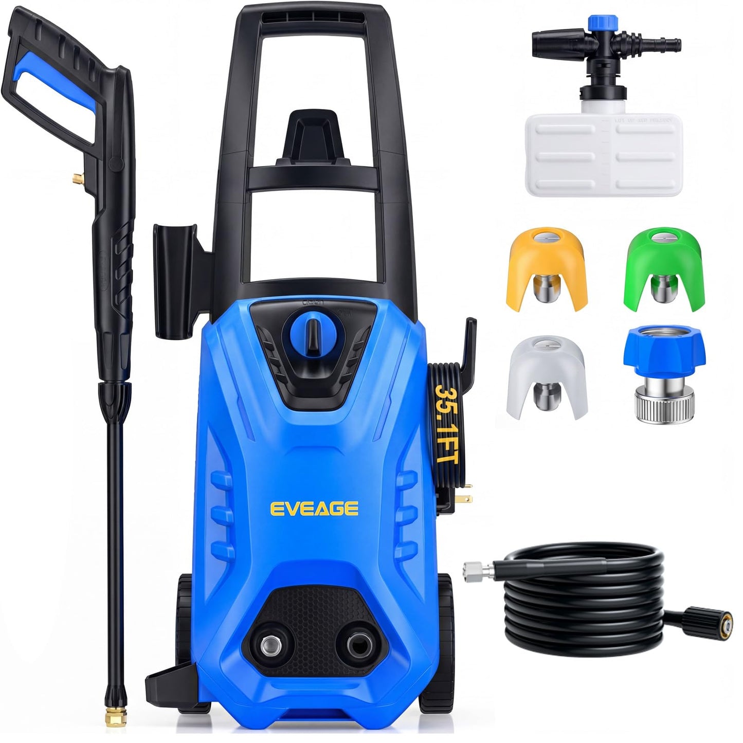 EVEAGE Professional Electric High-Pressure Cleaner - 4200 PSI 2.8 GPM Power Washer Station, Includes 1L Foam Cannon, 3 Quick-Connect Tips & 20ft Hose, Ideal for Driveway, Deck & Car Detailing