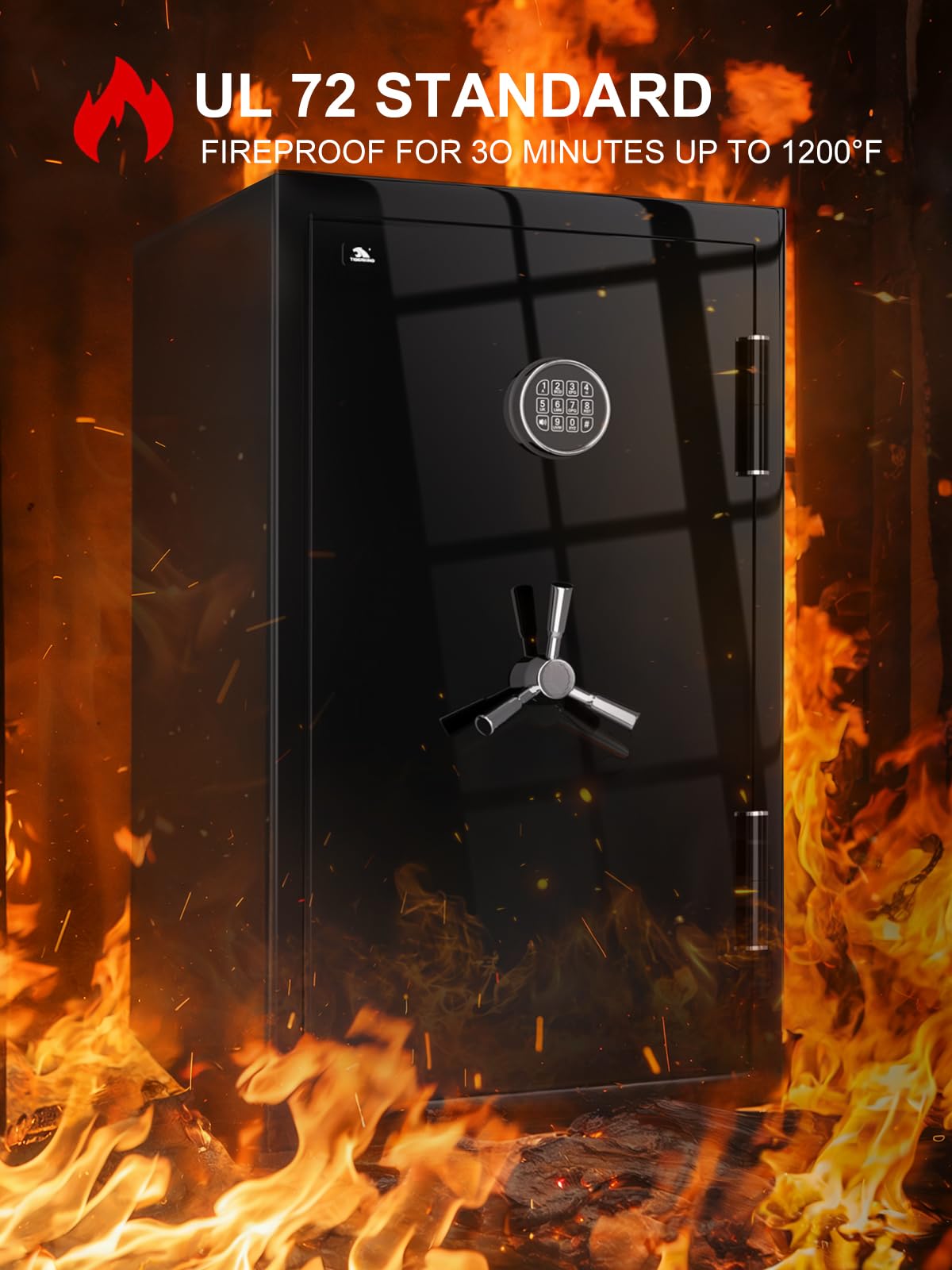 TIGERKING 8.78 Cu Ft Large Fireproof Safe for Home, Waterproof Floor Security Jewelry Safe with Digital Lock, Heavy Duty Steel Cabinet Safes with Drawer and Adjustable Shelves for Valuables