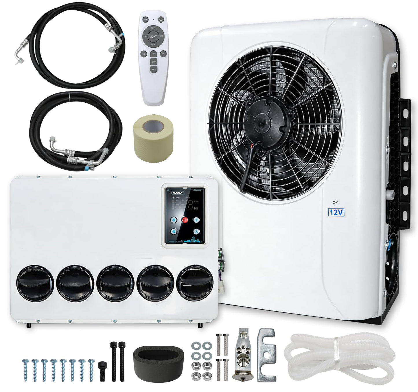 SleYuYir 12V Truck Air Conditioner, 10000 BTU 12 Volt Air Conditioner, Mini Split AC Unit for Semi Truck, Camper, RVs, Harvesters, Construction Vehicles, Cranes, Tractors, Pickups