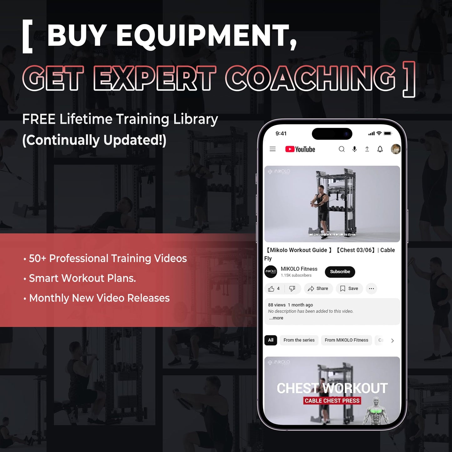 Mikolo Smith Machine, 2200lbs Squat Rack with LAT-Pull Down System & Cable Crossover Machine, Power Rack and Packages (RSL230HPHGP)