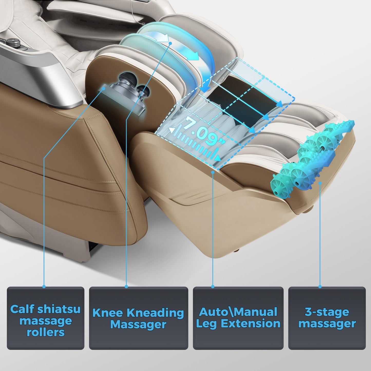 iBooMas P03 4D Massage Chair Full Body, Zero Gravity Massage Chair Recliner with 55" SL Track, 30 Auto Programs, Airbag Mode, Calf & Foot Roller, AI Voice, Relaxation & Sleep Support, Beige