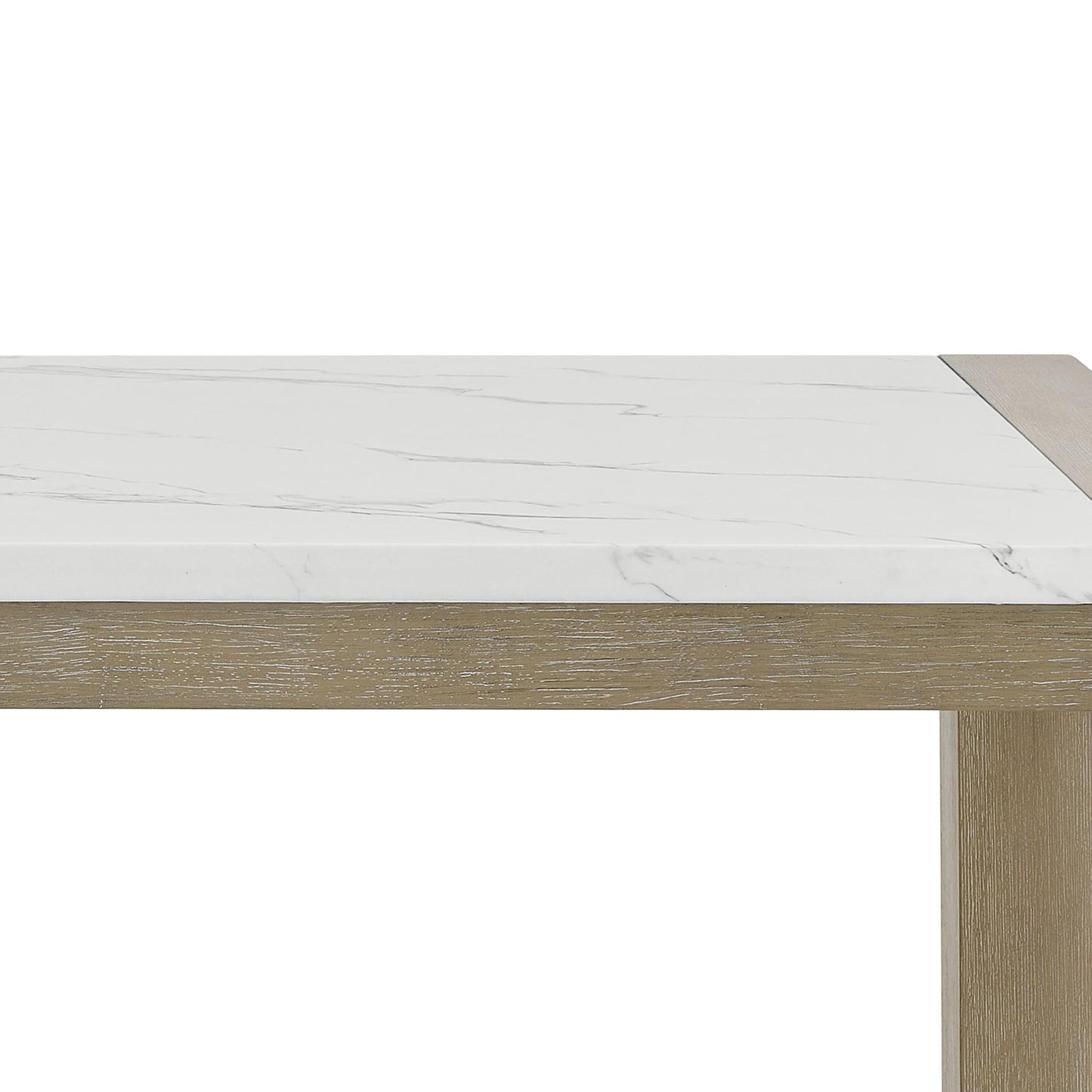 GDFStudio 66" 7-Piece Rectangular Dining Set, White Faux Marble Table with Light Oak Legs, 6 Gray Fabric Upholstered Barrel Chairs, Modern Contemporary Dining Furniture for 6