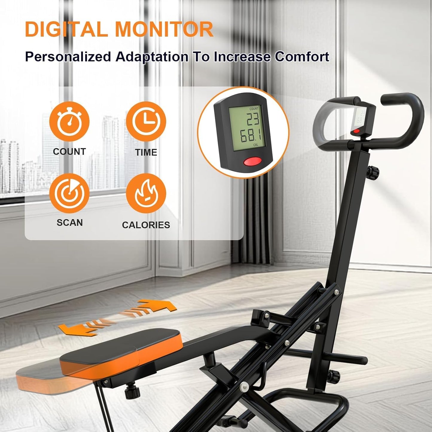 RIVANO 2pc Squat Rowing Machine, 4-in-1 Foldable Exercise Trainer with 265LBS Loading Capacity & Display, Home Workout Glute Trainer Machine with Adjustable Resistance Bands for Butt Thigh Easy Set up