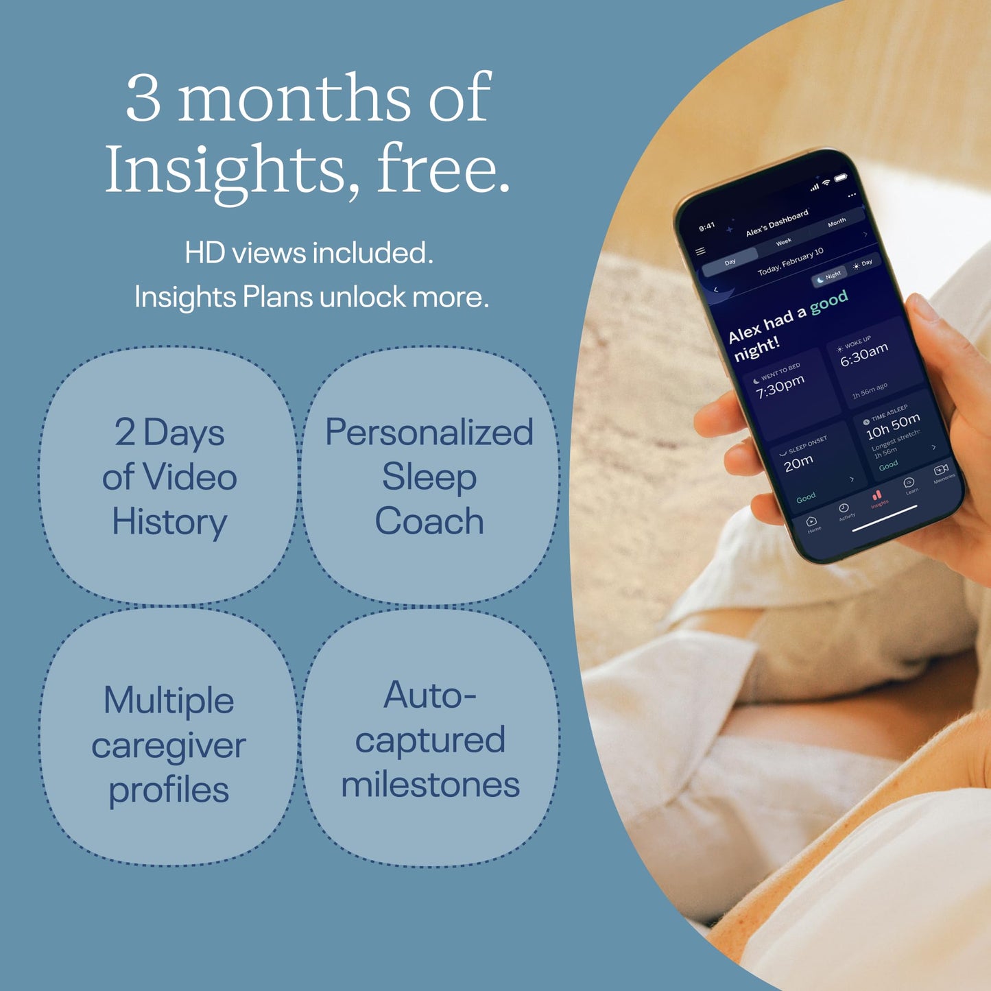 Nanit Pro Smart Baby Monitor - Camera & Floor Stand - 1080p Wi-Fi Video Camera, 2-Way Audio, See Your Baby from Anywhere, Sound/Motion/Cry Notifications, Night Vision