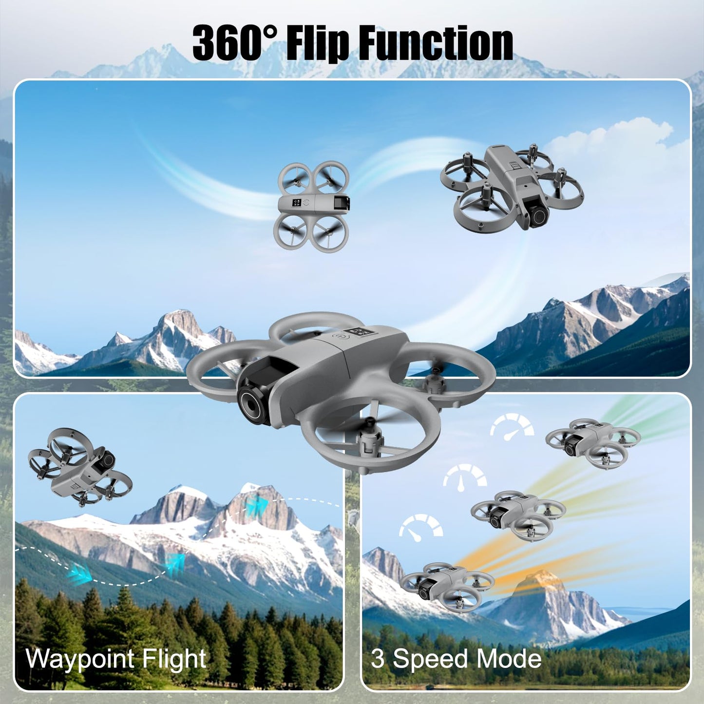 Drone with Camera 1080HD， Features One Key Takeoff/Landing, Altitude Hold, Headless Mode, 3D Flips, Trajectory Flight，3 Speed Modes, Easy to Fly for Beginners