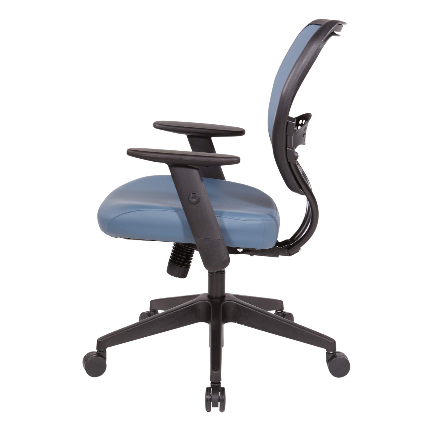 Space Seating 55 Series Air Grid Back Adjustable Manager's Task Chair with Built-in Lumbar Support and Angled Arms, Antimicrobial Dillon Blue Faux Leather