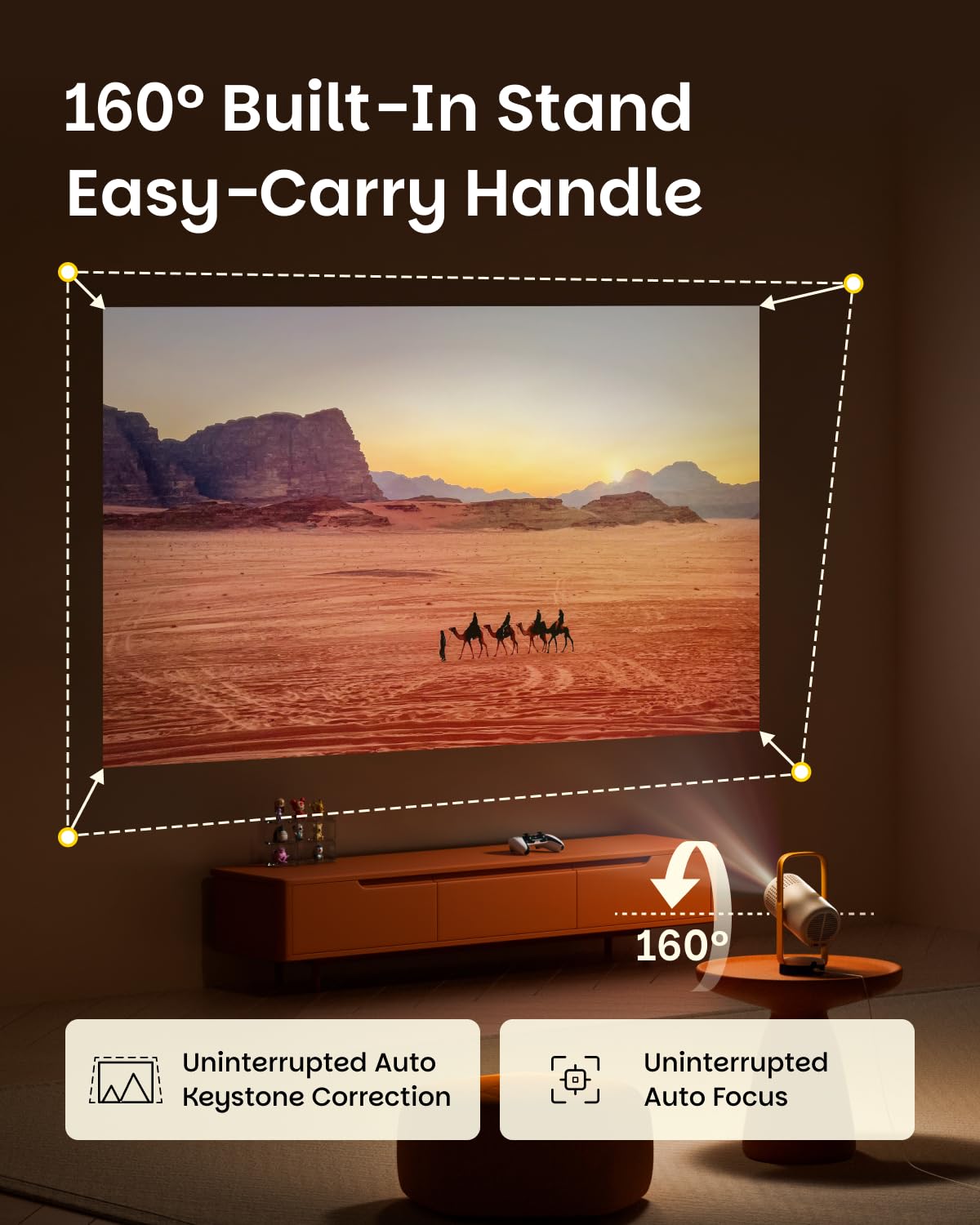 XGIMI Vibe One Battery Powered 1080P Smart Portable Projector, Google TV with Licensed Netflix, Sound by JBL, Built-in Battery, Auto Focus & Keystone, HD Projector for Bedroom, Backyard and Home(Ash)