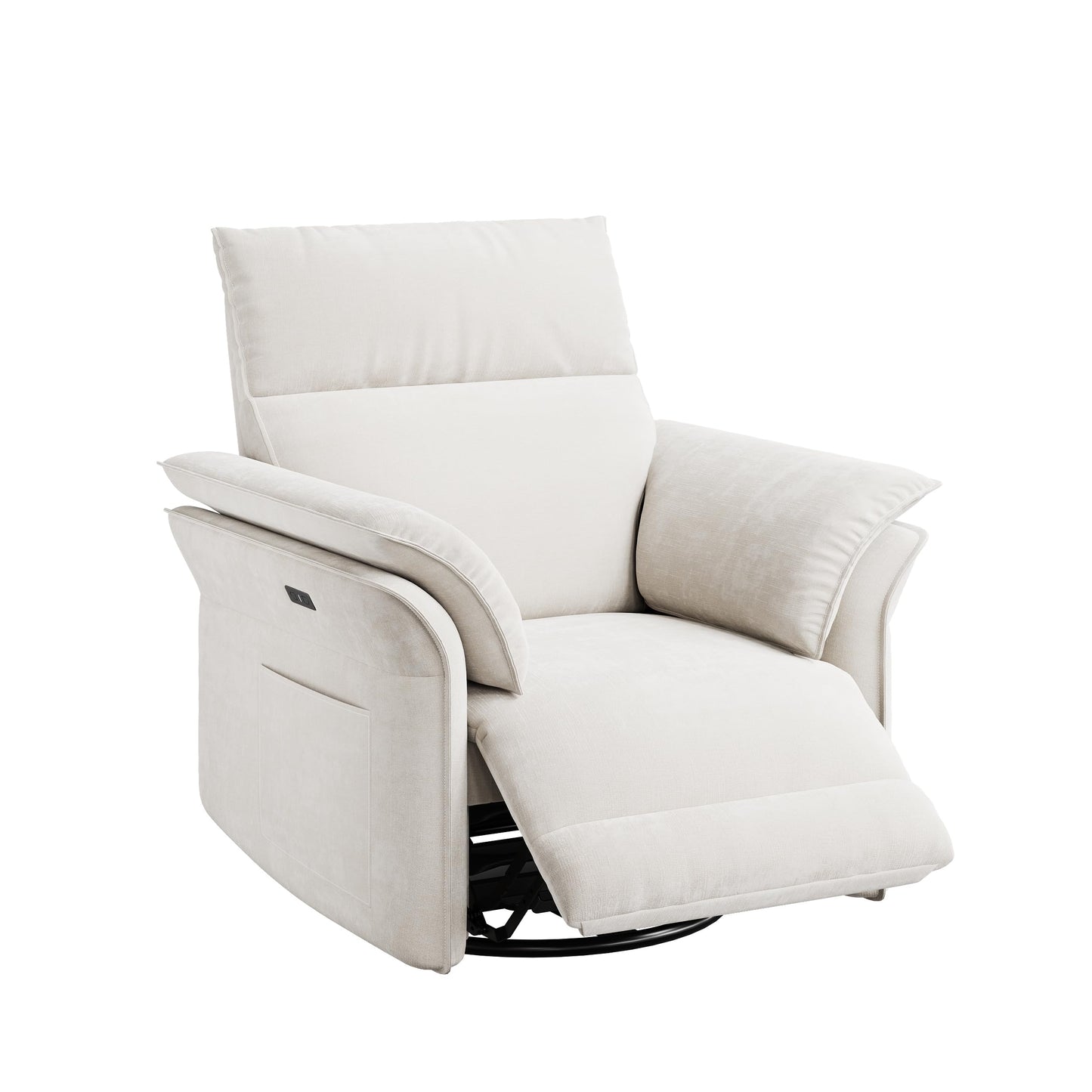 Garvee Power Recliner Glider Chair with Smooth Swivel and Rocking Motion Adjustable Recline USB Charging Port Premium Chenille Fabric and Double Armrests for Living Room and Nursery