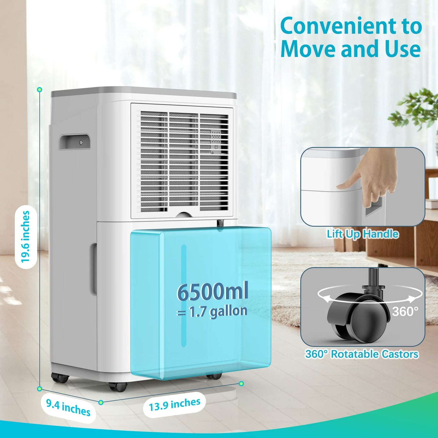 HUMILABS Dehumidifier for Basement with Drain Hose 4500 Sq. Ft - 50 Pint 1.7 gal Tank Dehumidifier for Home Bedroom Bathroom,Ultra Quiet 40 dB,Sleep Mode & 24H Timer,Child Lock,Ideal for Large Room