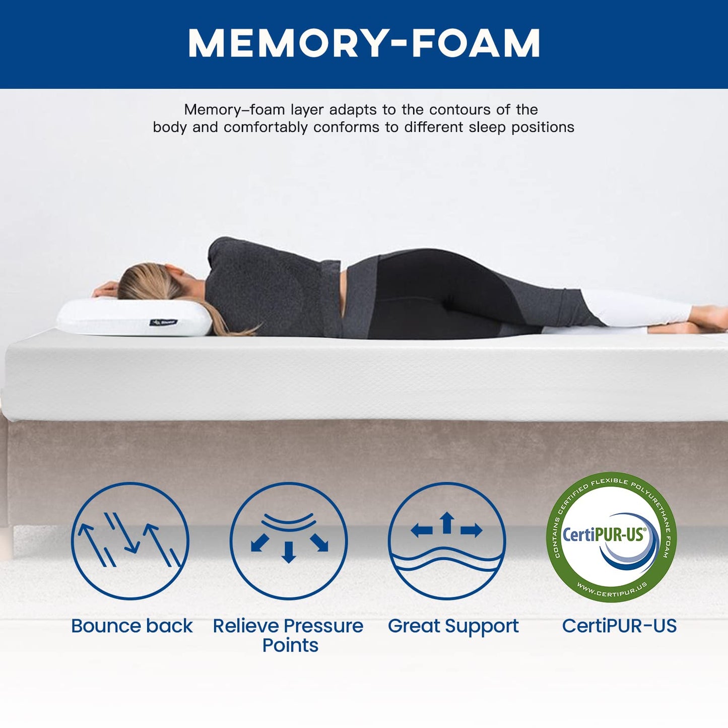 FDW | 10 Inch Queen Mattress | Medium Firm | Gel Memory Foam Mattress | White | Bed in a Box, CertiPUR-US Certified | Pressure Relief, Cooling Ventilated Foam | Washable Removable Cover