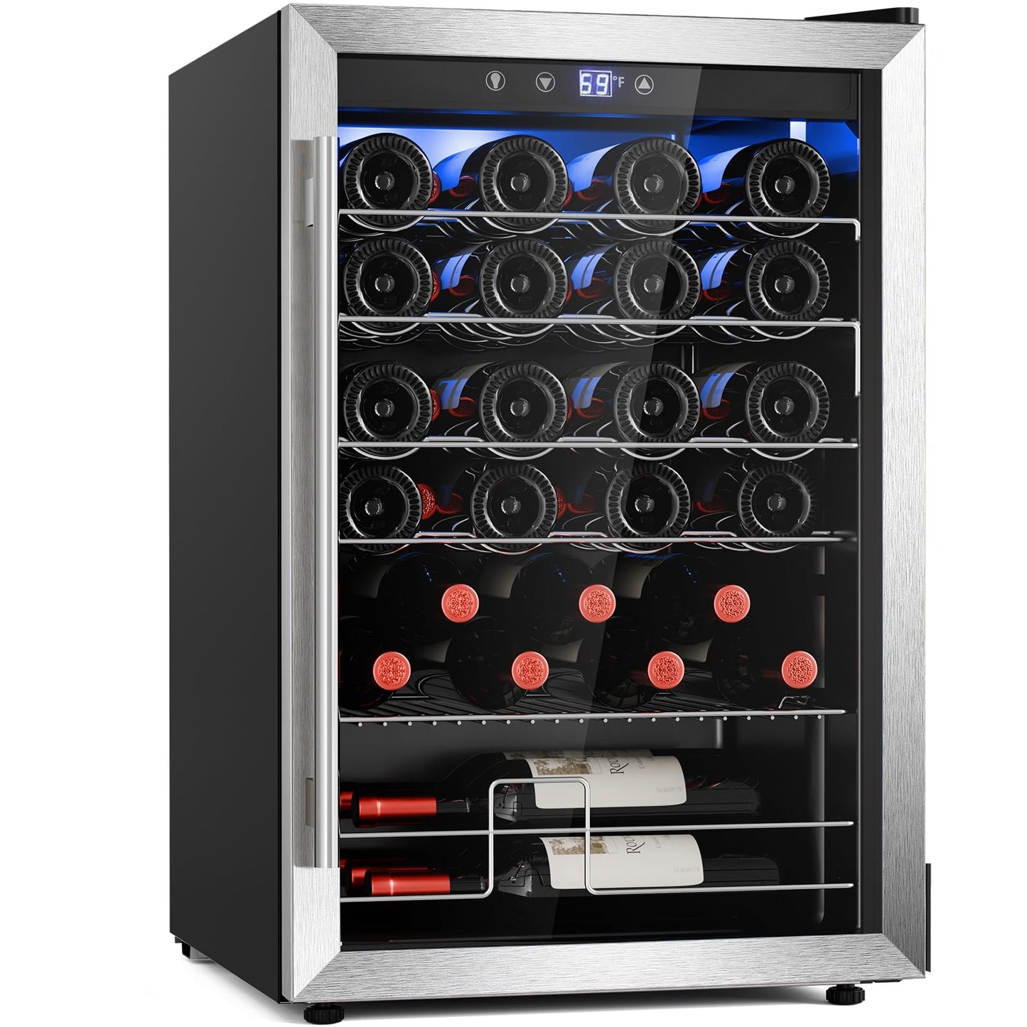 Antarctic Star Wine Cooler Refrigerator, Freestanding Wine Fridge with Adjust Temperature（32°F- 61°F）, 4.5 Cu.Ft Mini Fridge for home/bar/office, Black