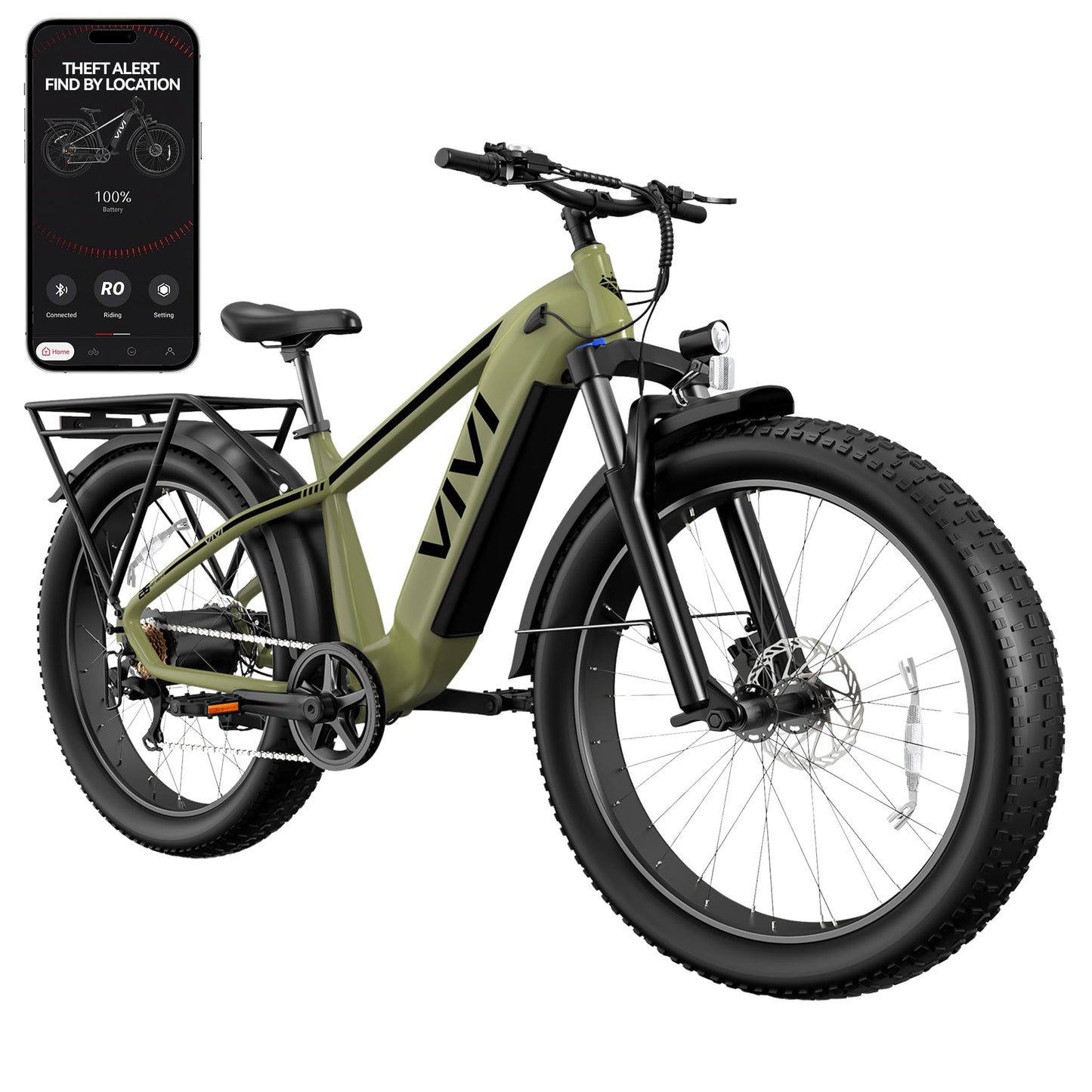 Vivi ACEpro Fat Tire Electric Bike for Adults, 26" x 4.0" Mountain e Bike, 749W Reated Motor with 19.98 MPH e-Bike, 48V 15Ah Big Battery, Dual Hydraulic & Location App, SGS Certified