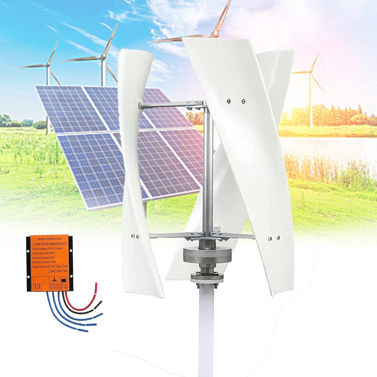 18000W Vertical Wind Turbine Generator Kit for Home & Business - Powerful 48V Windmill with Controller for Industrial Energy Supply - Eco-Friendly Renewable Energy Solution