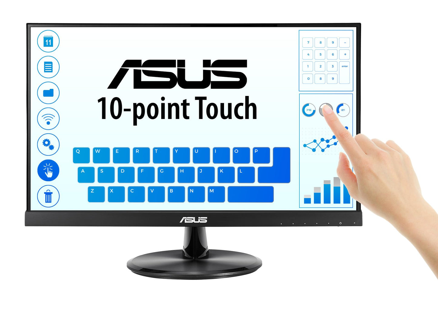 ASUS VT229H 21.5" Monitor 1080P IPS 10-Point Touch Eye Care with HDMI VGA, Black