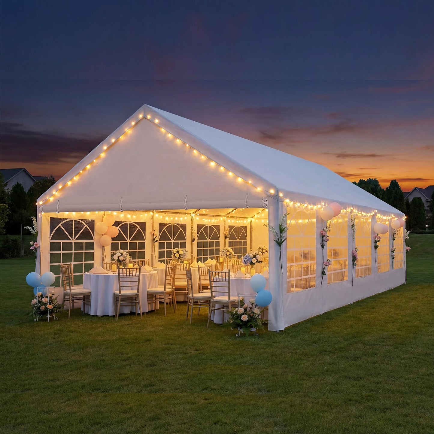 ADRERIC 16x32 Party Tent Heavy Duty White Canopy Large Outdoor Event Shelter with Removable Sidewalls, Waterproof Gazebo for Wedding, Backyard, Parties