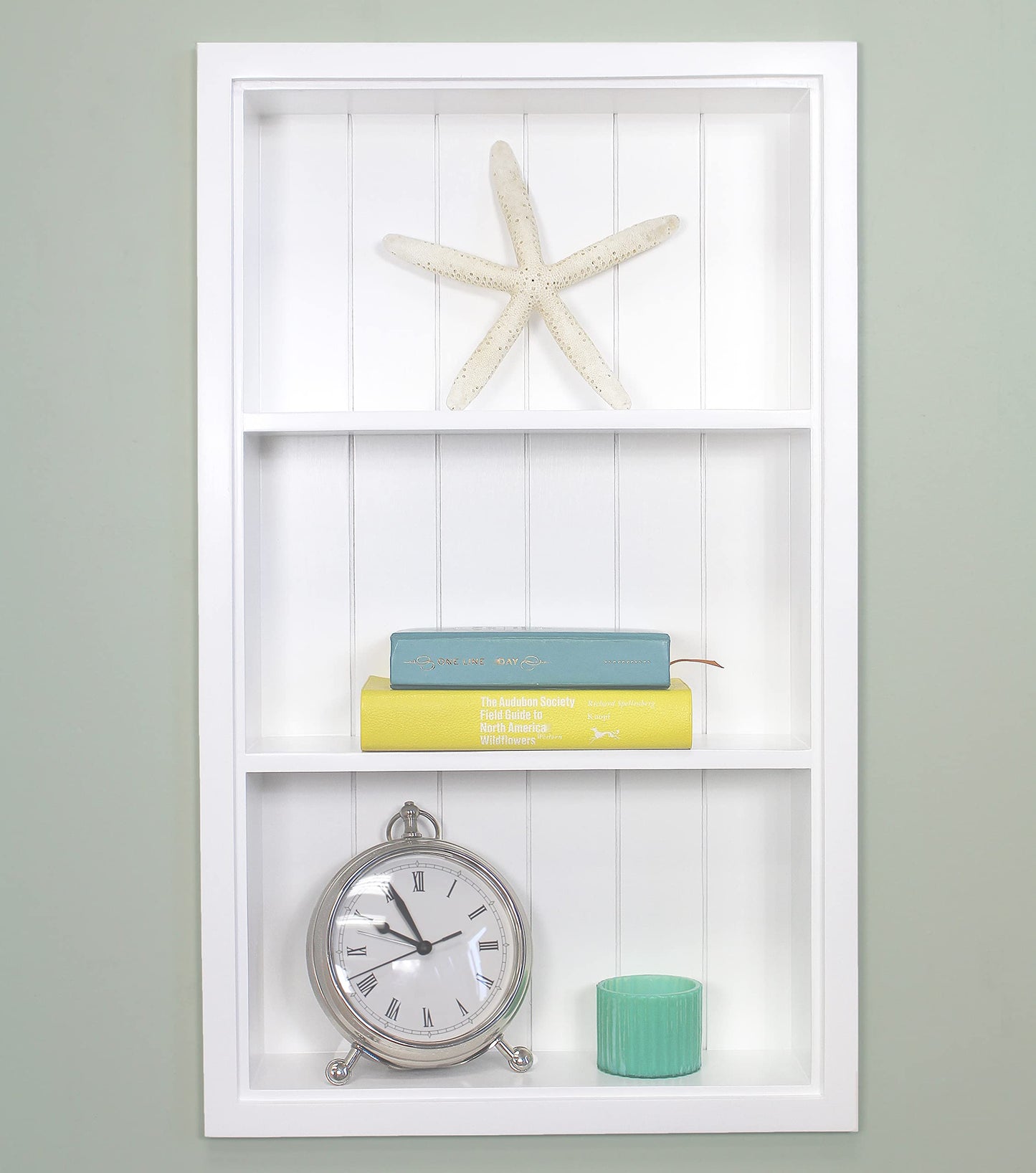 Fox Hollow Furnishings 14x24 Sloane Recessed Wall Niche Medicine Cabinet Replacement, in The Wall Bathroom Cabinet Insert Shelf/Shelves, Made in North America, Real Wood, NO MDF, White Beadboard Back