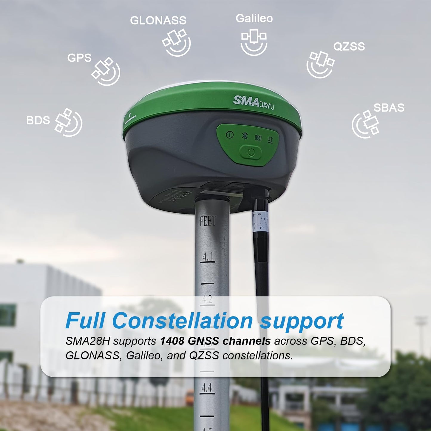 SMAJAYU SMA28H Laser AR Rover RTK & SMA26 Pro Base GNSS Survey System Work as Base Station for Drones/UAVs Dual Cameras AR Visual Stakeout|Laser 30m|2cm Accuracy|120° IMU|15km UHF|4G/BT/NFC/PPK/NTRIP
