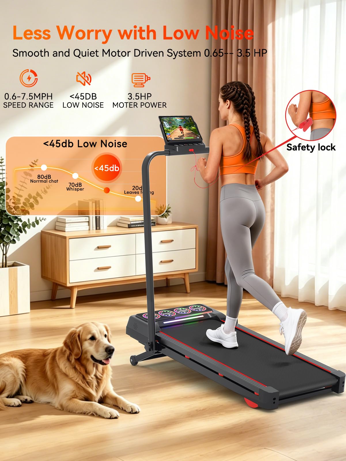 Ecogou Walking Pad Treadmill with 15% 12-Level Auto Incline& Handle Bar, Ecogou 3.5HP Quiet Under Desk Treadmill,450 lbs Capacity UI Screen & Remote Control, Compact Treadmills for Home Hiking