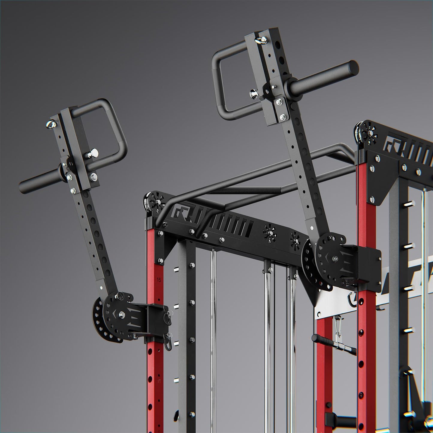 RitFit M1 Pro Smith Machine with LAM1 Adjustable Lever Arm Attachment, All-in-One Power Cage, Power Rack with LAT Pulldown & Cable Crossover System for Home Gym(Black with Weight Stack,BP230)