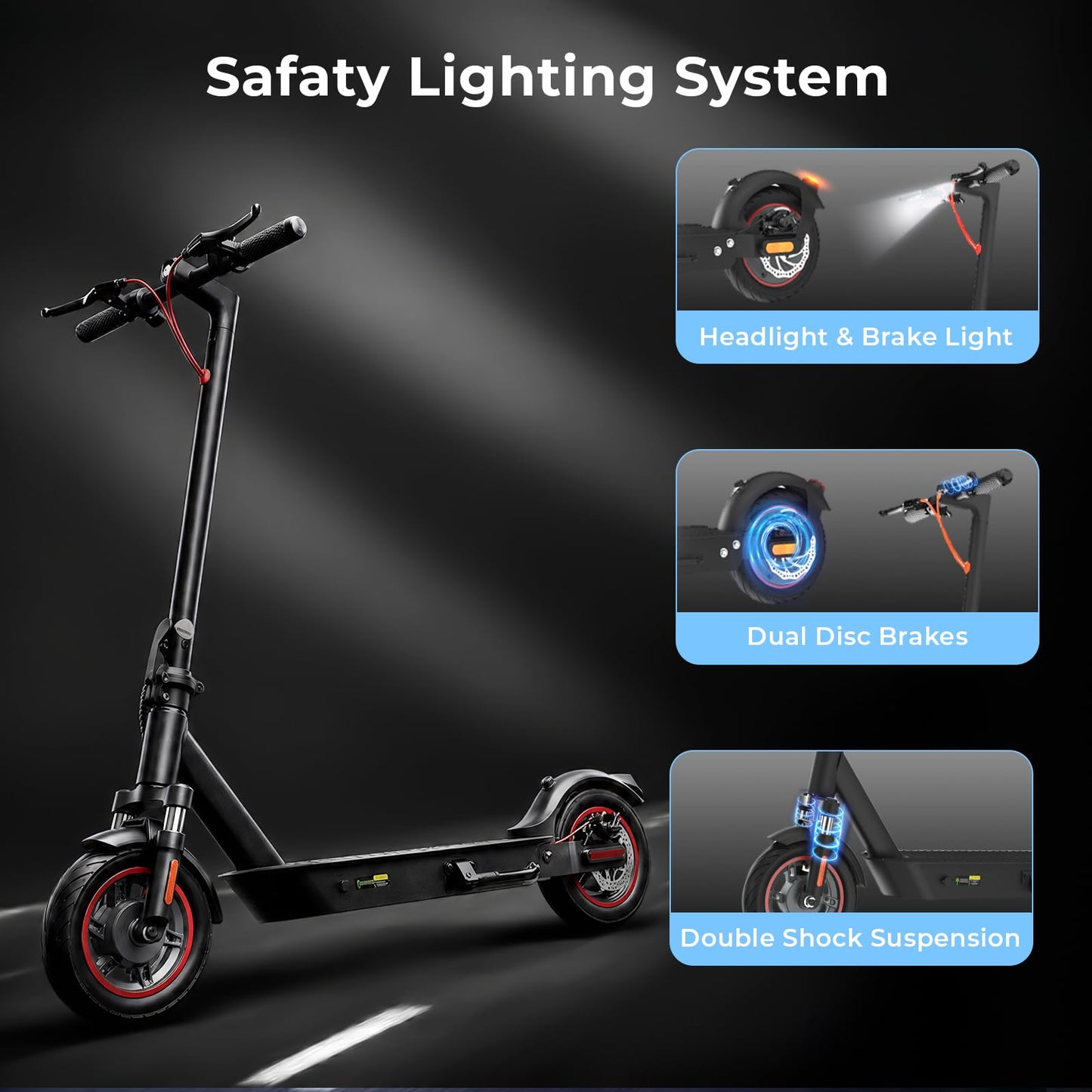 HopCycle Electric Scooters - Electric Scooter Adults, 1200W/1000W/500W Motor, 28/25/21/18 MPH Top Speed, 10''/8.5'' Tires, 28/25/23/21Miles, APP Control E Scooter for Teens Standard Black