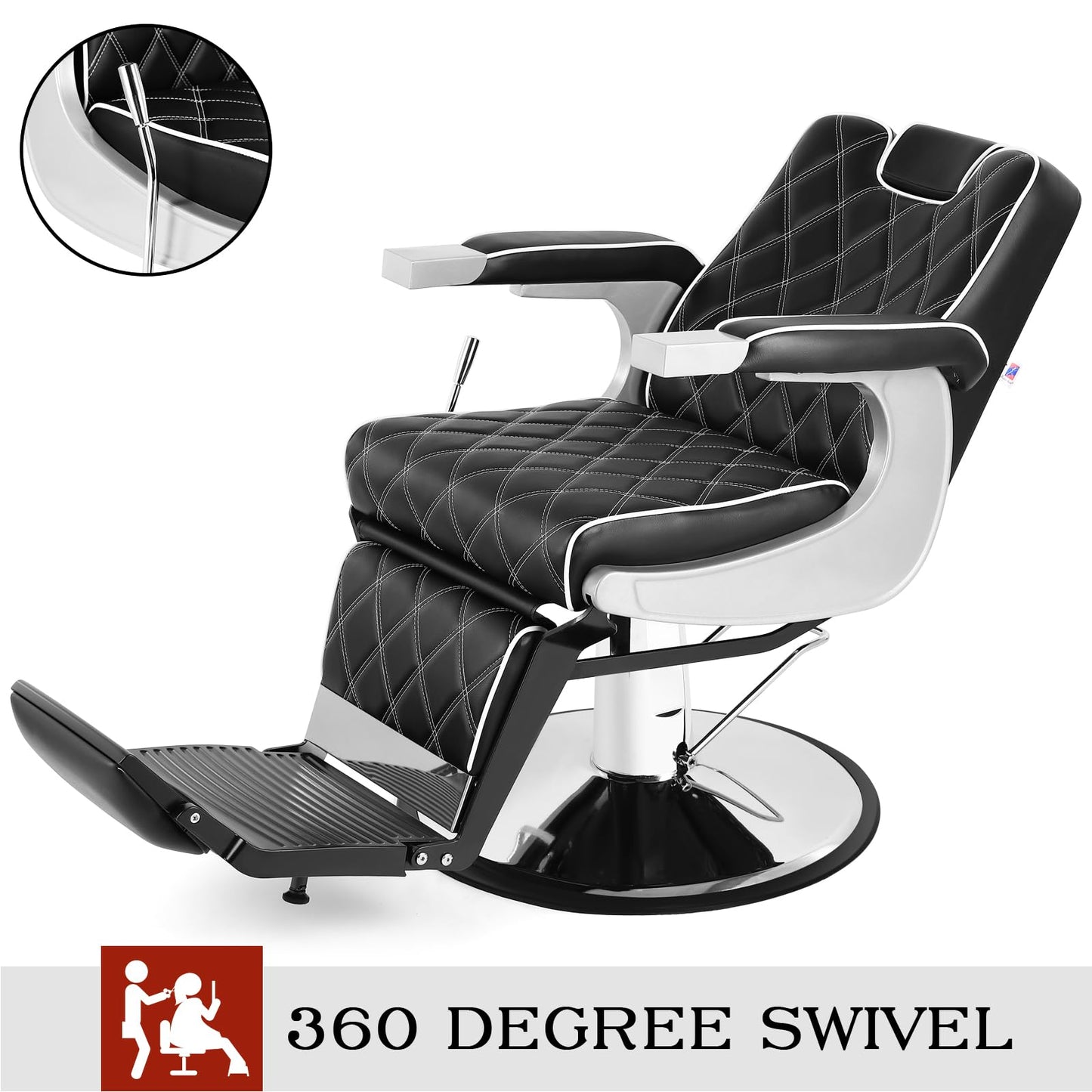 Artist hand All Purpose Barber Chair Wide Backrest Reclining Salon Chair for Hair Stylist Tattoo Chair Makeup Chair for Salon Equipment (Black)